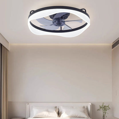 Modern Minimalist Iron & Aluminum Round LED Flush Mount Ceiling Fan Light For Bedroom And Living Room