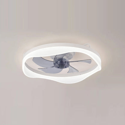 Modern Minimalist Iron & Aluminum Round LED Flush Mount Ceiling Fan Light For Bedroom And Living Room