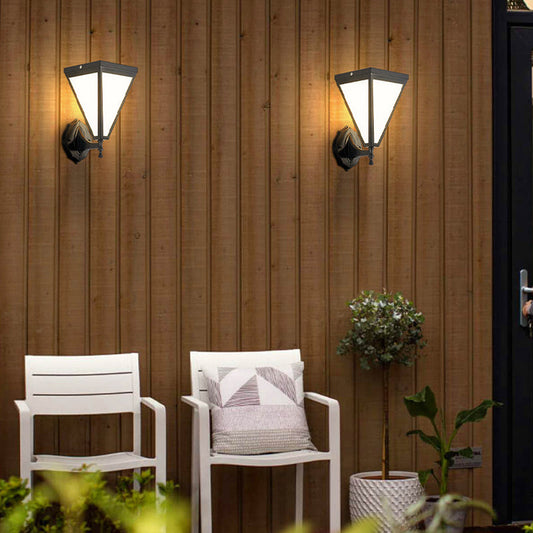 Modern Minimalist Galvanized Iron & Acrylic Trapezoid Solar LED Wall Sconce Lamp For Outdoor Courtyard