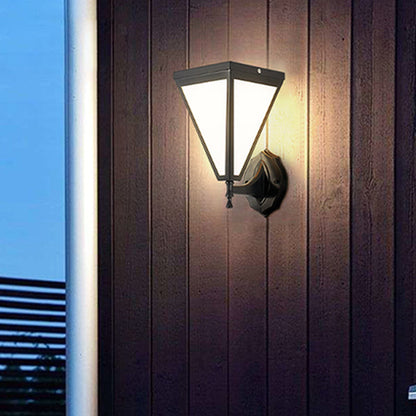 Modern Minimalist Galvanized Iron & Acrylic Trapezoid Solar LED Wall Sconce Lamp For Outdoor Courtyard