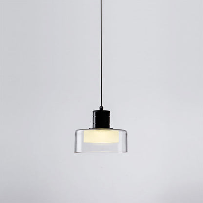 Contemporary Nordic Iron & Glass Cylinder LED Pendant Light For Bedroom & Living Room