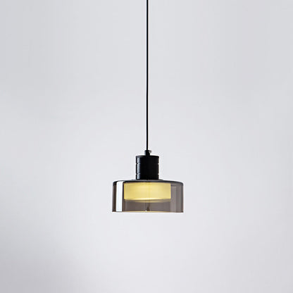 Contemporary Nordic Iron & Glass Cylinder LED Pendant Light For Bedroom & Living Room
