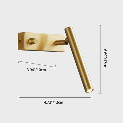 Modern Minimalist Brass Rectangle & Cylinder LED Wall Sconce Spotlight For Bedroom & Living Room