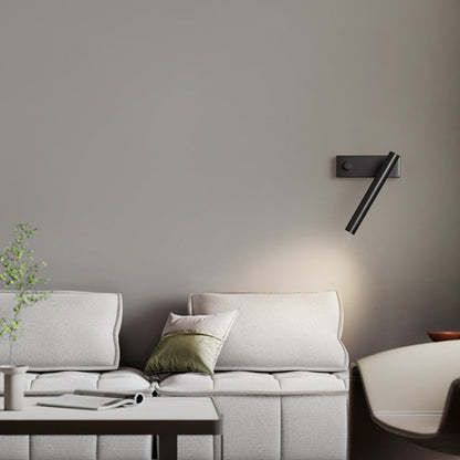 Modern Minimalist Brass Rectangle & Cylinder LED Wall Sconce Spotlight For Bedroom & Living Room