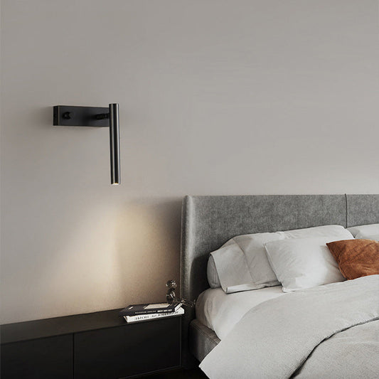 Modern Minimalist Brass Rectangle & Cylinder LED Wall Sconce Spotlight For Bedroom & Living Room