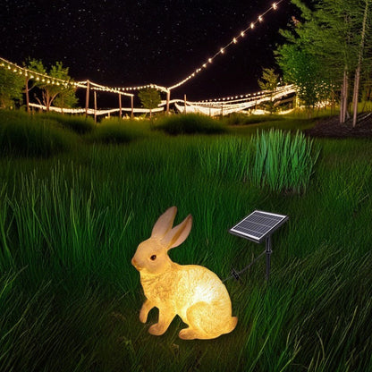 Contemporary Creative Resin & Fiberglass Rabbit-Shaped LED Outdoor Light For Garden Decor