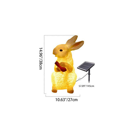 Contemporary Creative Resin & Fiberglass Rabbit-Shaped LED Outdoor Light For Garden Decor