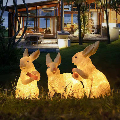 Contemporary Creative Resin & Fiberglass Rabbit-Shaped LED Outdoor Light For Garden Decor