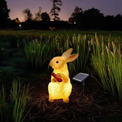 Contemporary Creative Resin & Fiberglass Rabbit-Shaped LED Outdoor Light For Garden Decor