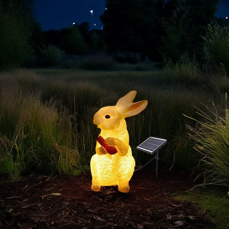 Contemporary Creative Resin & Fiberglass Rabbit-Shaped LED Outdoor Light For Garden Decor