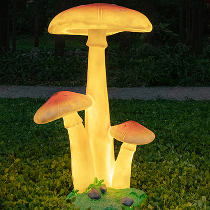 Contemporary Creative Resin & Fiberglass Mushroom-Shaped LED Outdoor Light With Solar Waterproof Design For Garden & Patio