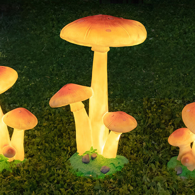 Contemporary Creative Resin & Fiberglass Mushroom-Shaped LED Outdoor Light With Solar Waterproof Design For Garden & Patio