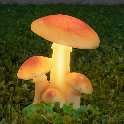 Contemporary Creative Resin & Fiberglass Mushroom-Shaped LED Outdoor Light With Solar Waterproof Design For Garden & Patio