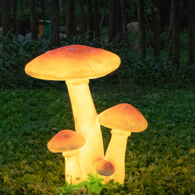 Contemporary Creative Resin & Fiberglass Mushroom-Shaped LED Outdoor Light With Solar Waterproof Design For Garden & Patio