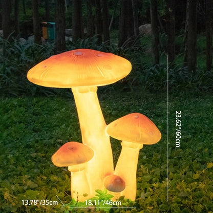 Contemporary Creative Resin & Fiberglass Mushroom-Shaped LED Outdoor Light With Solar Waterproof Design For Garden & Patio