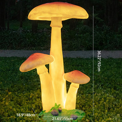 Contemporary Creative Resin & Fiberglass Mushroom-Shaped LED Outdoor Light With Solar Waterproof Design For Garden & Patio