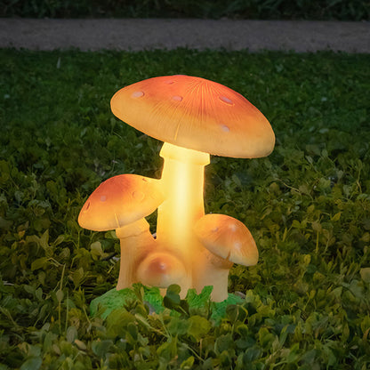 Contemporary Creative Resin & Fiberglass Mushroom-Shaped LED Outdoor Light With Solar Waterproof Design For Garden & Patio