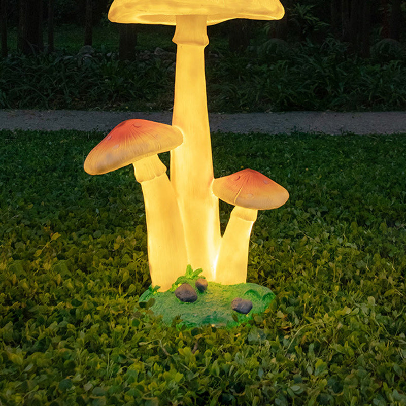 Contemporary Creative Resin & Fiberglass Mushroom-Shaped LED Outdoor Light With Solar Waterproof Design For Garden & Patio