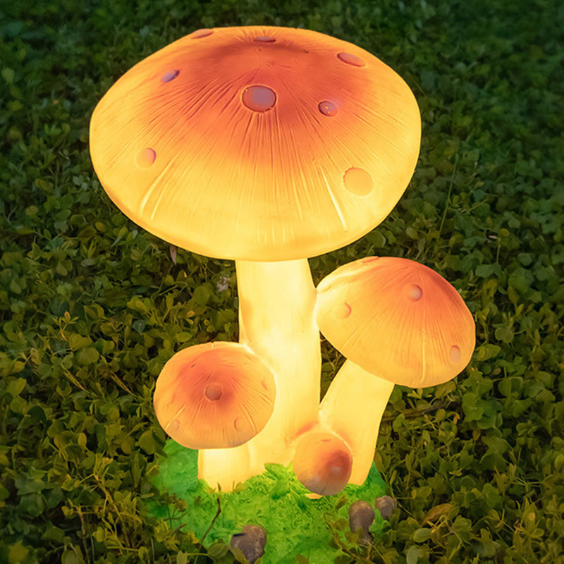 Contemporary Creative Resin & Fiberglass Mushroom-Shaped LED Outdoor Light With Solar Waterproof Design For Garden & Patio