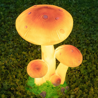 Contemporary Creative Resin & Fiberglass Mushroom-Shaped LED Outdoor Light With Solar Waterproof Design For Garden & Patio