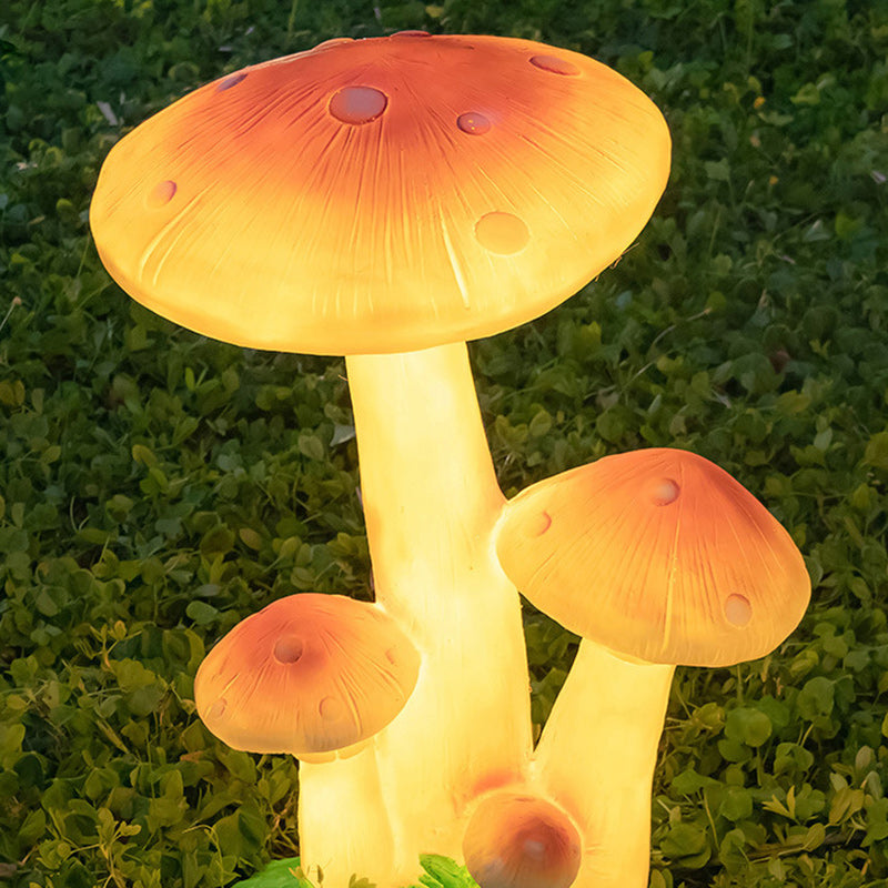 Contemporary Creative Resin & Fiberglass Mushroom-Shaped LED Outdoor Light With Solar Waterproof Design For Garden & Patio