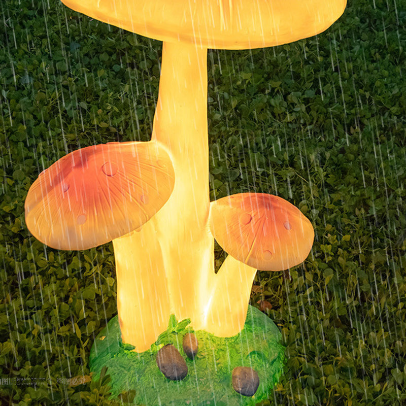 Contemporary Creative Resin & Fiberglass Mushroom-Shaped LED Outdoor Light With Solar Waterproof Design For Garden & Patio