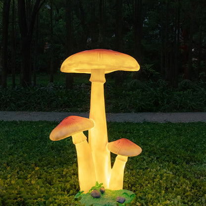 Contemporary Creative Resin & Fiberglass Mushroom-Shaped LED Outdoor Light With Solar Waterproof Design For Garden & Patio