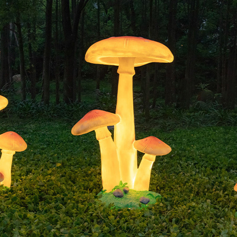 Contemporary Creative Resin & Fiberglass Mushroom-Shaped LED Outdoor Light With Solar Waterproof Design For Garden & Patio