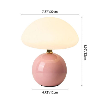 Modern Art Deco Ceramic & Rotational Molding Mushroom-Shaped LED Table Lamp For Bedroom & Living Room