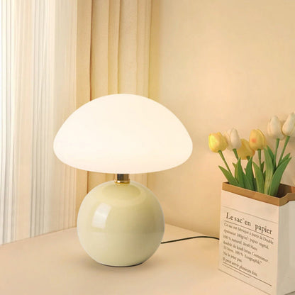 Modern Art Deco Ceramic & Rotational Molding Mushroom-Shaped LED Table Lamp For Bedroom & Living Room