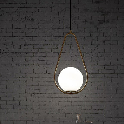 Modern Minimalist Iron & Glass Teardrop 1-Light Pendant Light For Bedroom, Living Room & Dining Room