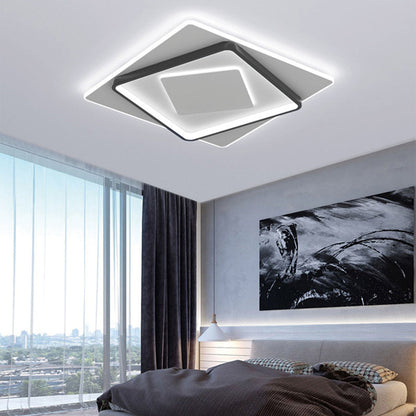 Modern Minimalist Iron Round & Square LED Flush Mount Ceiling Light For Bedroom And Living Room