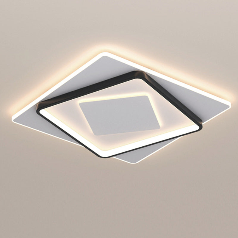 Modern Minimalist Iron Round & Square LED Flush Mount Ceiling Light For Bedroom And Living Room