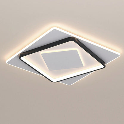 Modern Minimalist Iron Round & Square LED Flush Mount Ceiling Light For Bedroom And Living Room
