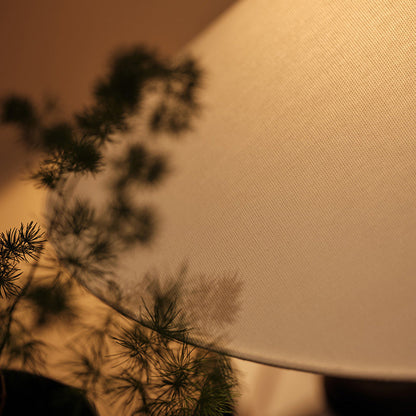 Traditional French Ash Wood & Fabric Gourd-Shaped 1-Light Table Lamp With Conical Shade For Bedroom & Living Room