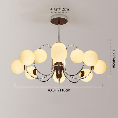 Traditional French Metal Glass Round Chandelier With 6/8/12 Lights For Bedroom & Living Room
