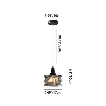 Modern Minimalist Brass & Glass Cylinder 1-Light Pendant Light For Bedroom, Living Room, Dining Room