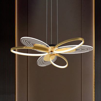 Contemporary Creative Iron & Acrylic Floral Oval LED Chandelier For Bedroom, Living Room, Dining Room