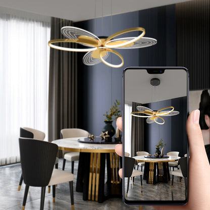 Contemporary Creative Iron & Acrylic Floral Oval LED Chandelier For Bedroom, Living Room, Dining Room