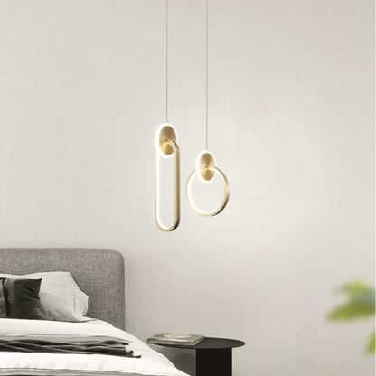 Modern Minimalist Aluminum Silicone & Acrylic Round Oval LED Chandelier For Bedroom, Living Room
