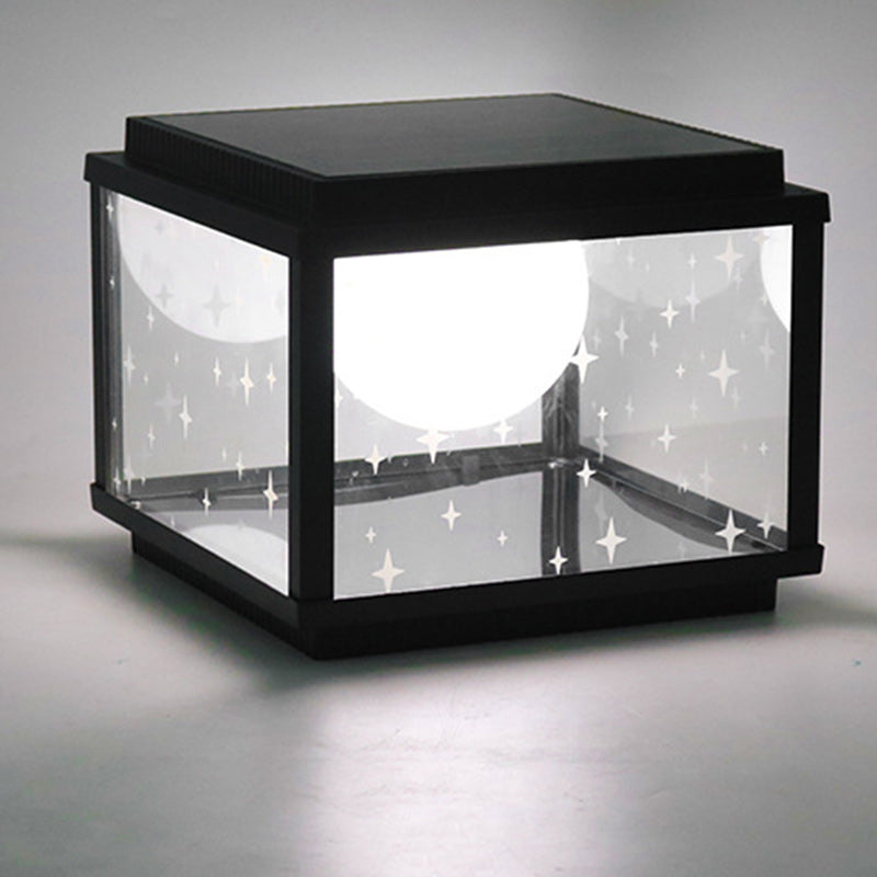 Modern Minimalist Aluminum & Glass Solar Powered LED Square Outdoor Light For Garden & Yard