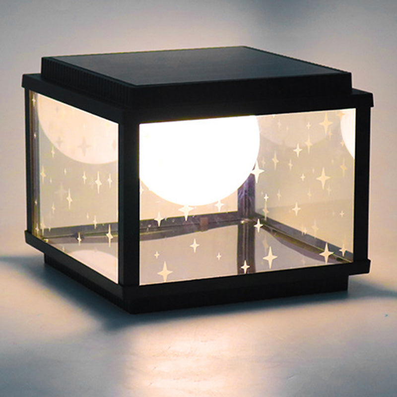 Modern Minimalist Aluminum & Glass Solar Powered LED Square Outdoor Light For Garden & Yard