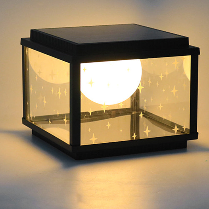 Modern Minimalist Aluminum & Glass Solar Powered LED Square Outdoor Light For Garden & Yard