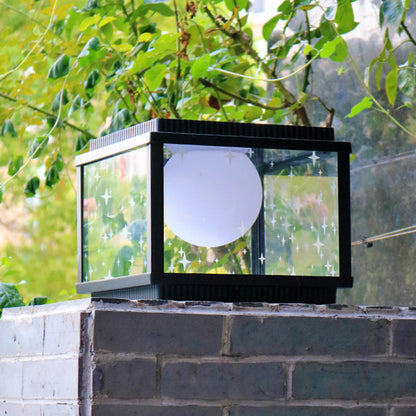 Modern Minimalist Aluminum & Glass Solar Powered LED Square Outdoor Light For Garden & Yard
