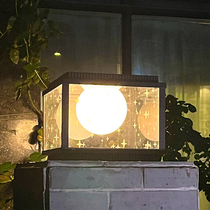 Modern Minimalist Aluminum & Glass Solar Powered LED Square Outdoor Light For Garden & Yard