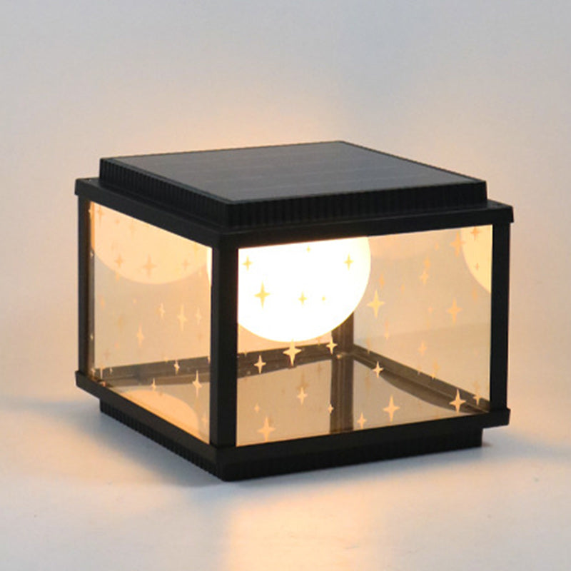 Modern Minimalist Aluminum & Glass Solar Powered LED Square Outdoor Light For Garden & Yard