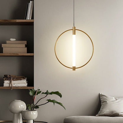 Modern Minimalist Metal And Acrylic Round LED Pendant Light For Bedroom, Living Room & Dining Area