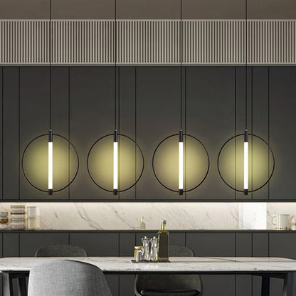 Modern Minimalist Metal And Acrylic Round LED Pendant Light For Bedroom, Living Room & Dining Area