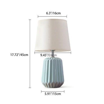 Contemporary Nordic Ceramic And Fabric 1-Light Table Lamp With Soft, Even Light For Bedroom & Living Room