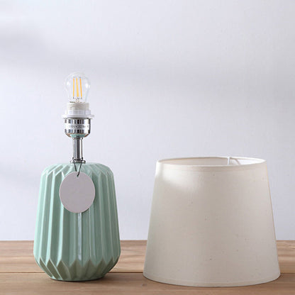 Contemporary Nordic Ceramic And Fabric 1-Light Table Lamp With Soft, Even Light For Bedroom & Living Room